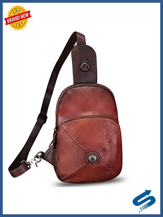 Genuine Leather Sling Bag Retro Crossbody Backpack Purse main image 5